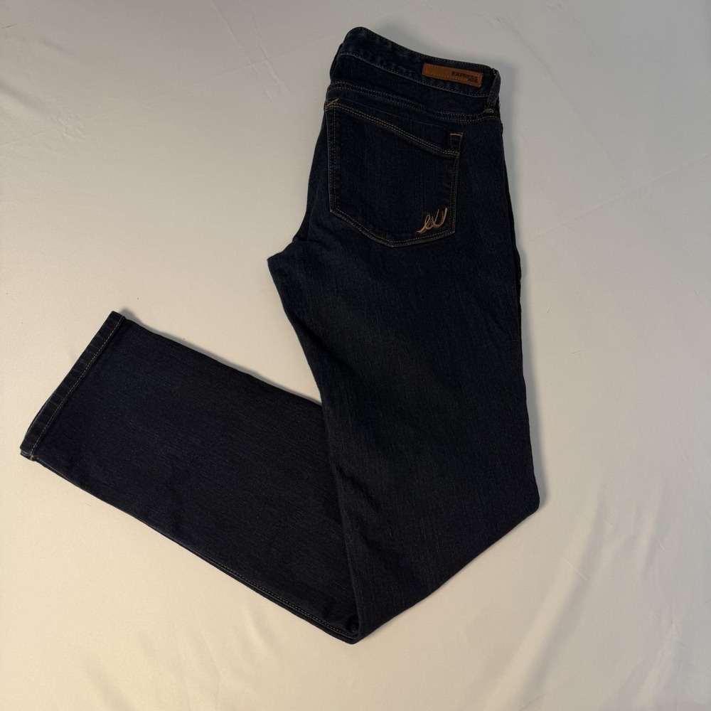 Express Women's Size 10‎ Dark Blue Denim Mid Rise Supersoft Legging Jeans